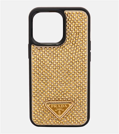 prada handyhülle iphone 12 pro|Embellished leather iPhone 13 Pro case in gold .